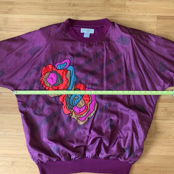 Vintage ADOLFO Sport Women's Shoulder Pads Dolman Sleeves 80s Style Pullover Top - Picture 6 of 10